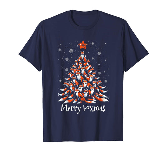 Fox Christmas Tree Shirt Foxes Xmas for Women Men Kids T-Shirt