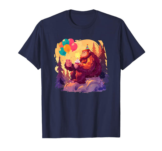 Sasquatch Birthday Party Balloon Cupcake BDay Bigfoot Theme T-Shirt