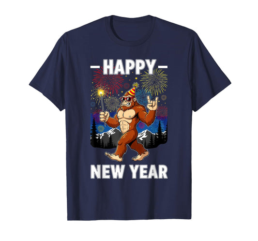 Funny Happy New Year 2026 Bigfoot Lovers New Years Eve Party T-Shirt