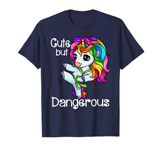 Cute But Dangerous Funny Karate Unicorn Girl T-Shirt