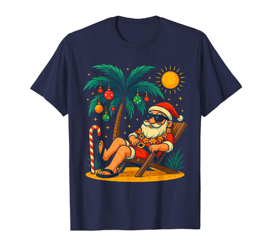 Christmas In July Palm Tree Santa Summer Hawaii Beach Xmas T-Shirt
