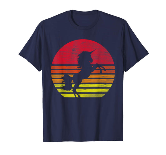 Einhrner Geschenke Retro Unicorn Silhouette T-Shirt - Unisex-Adults, Black, Small