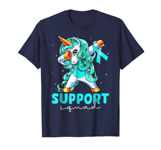 Support Squad Sexual Assault Awareness Teal Unicorn T-Shirt