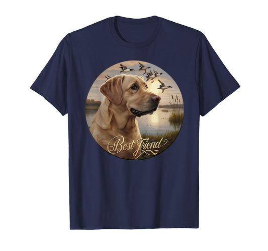 Best Friend hunting Yellow Labrador dog with ducks and geese Men Women T-Shirt