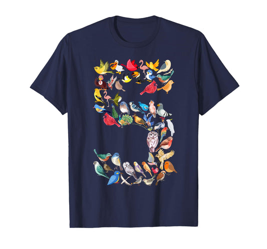 Kids 5th Birthday Birds Themed 5 Year Old Boys Bird Lover T-Shirt