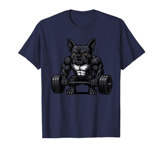 French Bulldog Weightlifting Bodybuilder Workout Gym Dog T-Shirt for Men Women Kids