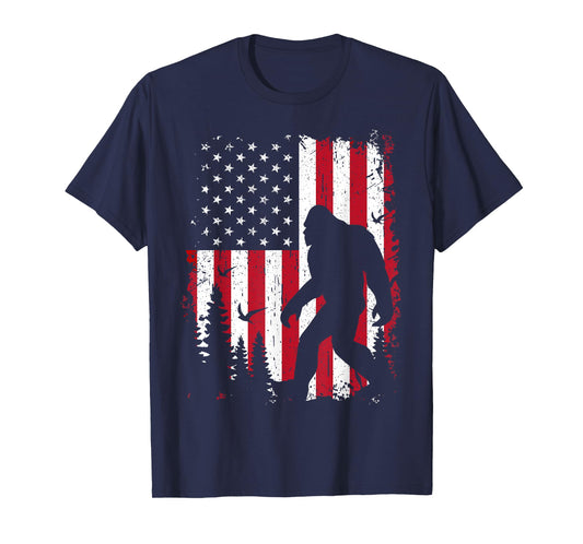 Bigfoot 4th of July American USA Flag Patriotic T-Shirt
