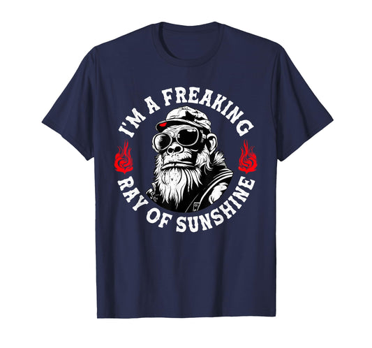 Retro I’m A Freaking Ray Of Sunshine Funny Monkey T-Shirt