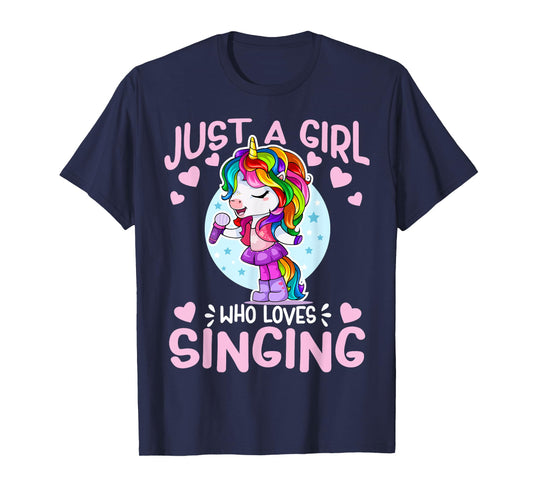 Just A Girl Who Loves Singing Funny Karaoke Singer Unicorn T-Shirt