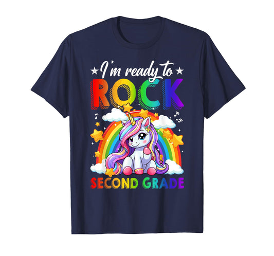 I'm Ready To Rock Second Grade Unicorn Back To School Girls T-Shirt