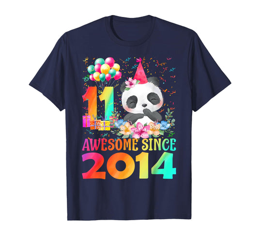 11 Years Old 11th Birthday Panda Awesome Since 2014 T-Shirt