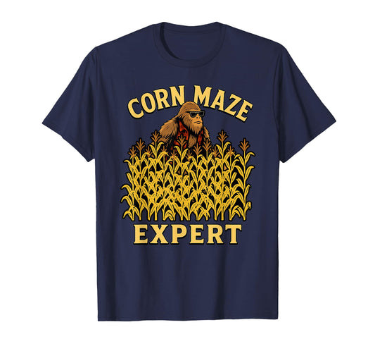 Funny Bigfoot Corn Maze Expert Fall Fun Halloween Sasquatch T-Shirt