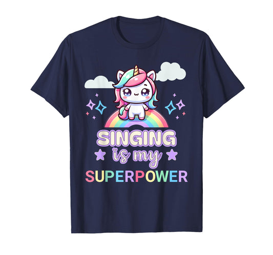 Singing Is My Superpower Funny Singing Shirts Kids Unicorn T-Shirt