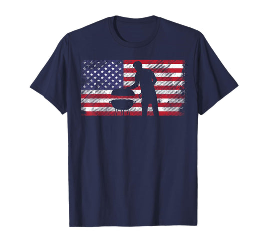 American Flag Dad Bbq Grilling Barbecue Meat Patriotic Men T-Shirt