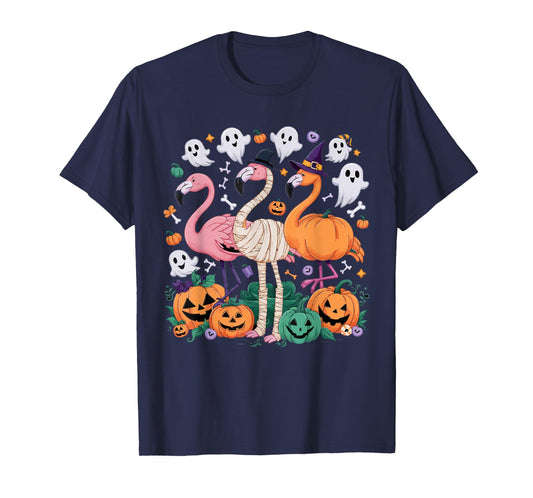 Flamingo Halloween Spooky Wading Bird Scary Trick Or Treat T-Shirt