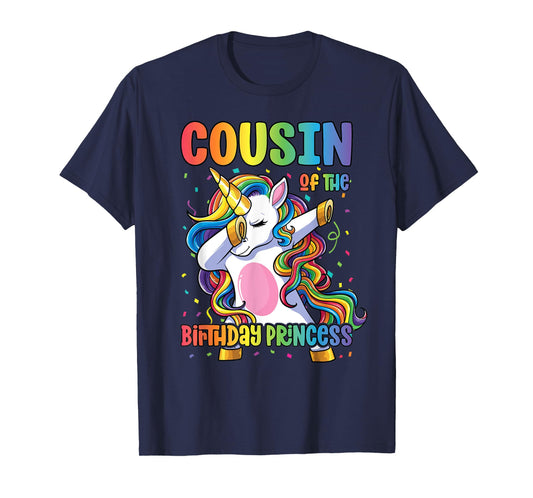 Cousin of the Birthday Princess Girl Dabbing Unicorn Cousin T-Shirt