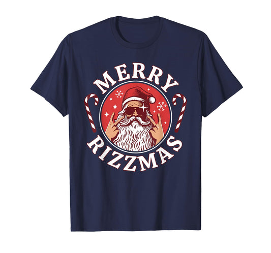 Merry Rizzmas Kids Teens School Funny Christmas Santa Claus T-Shirt