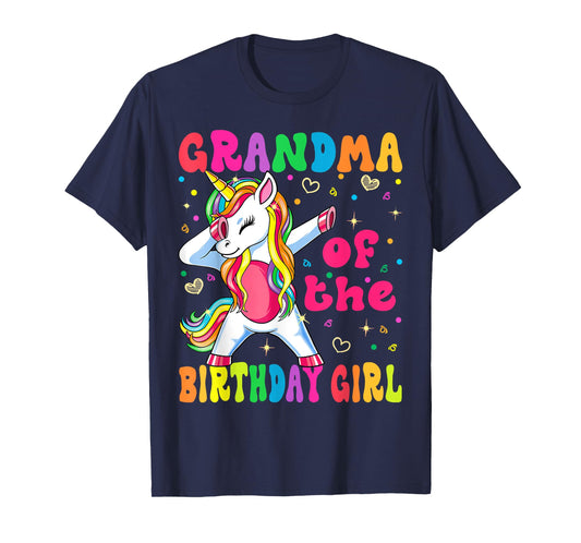 Grandma of the Birthday Princess Girl Dabbing Unicorn T-Shirt