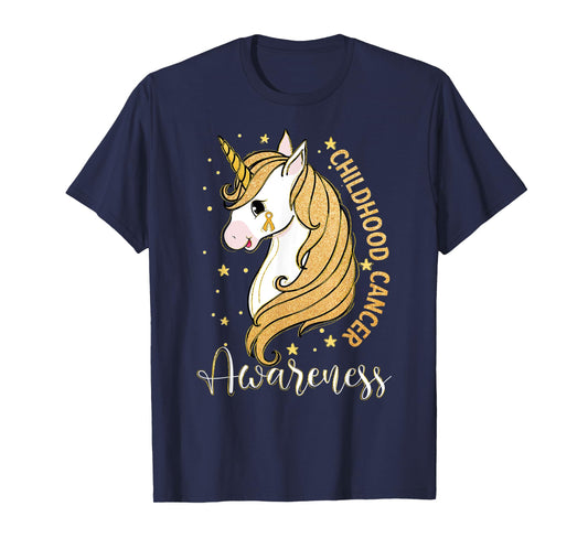 Childhood Cancer Awareness Unicorn Warrior Support Kid Girls T-Shirt
