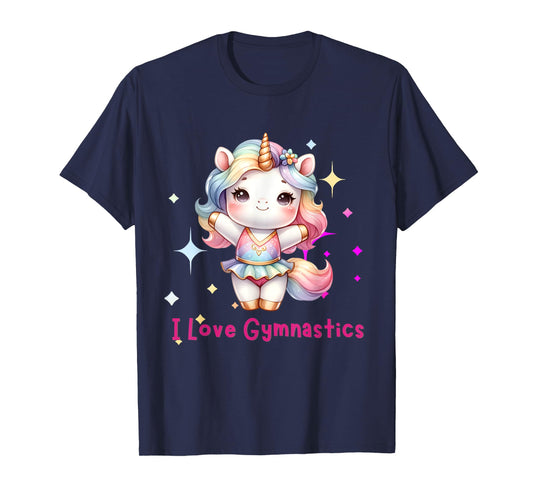 I love Gymnastics with Cute Gymnast Unicorn for Girls Kids T-Shirt