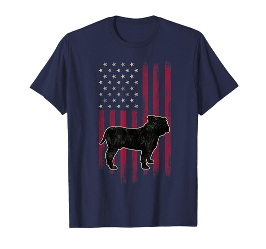 English Bulldog Dog Lovers American Flag 4th Of July T-Shirt