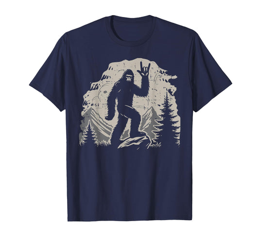 Bigfoot Rock Hand Cool Sasquatch Rocker Men Boys Kids Women T-Shirt