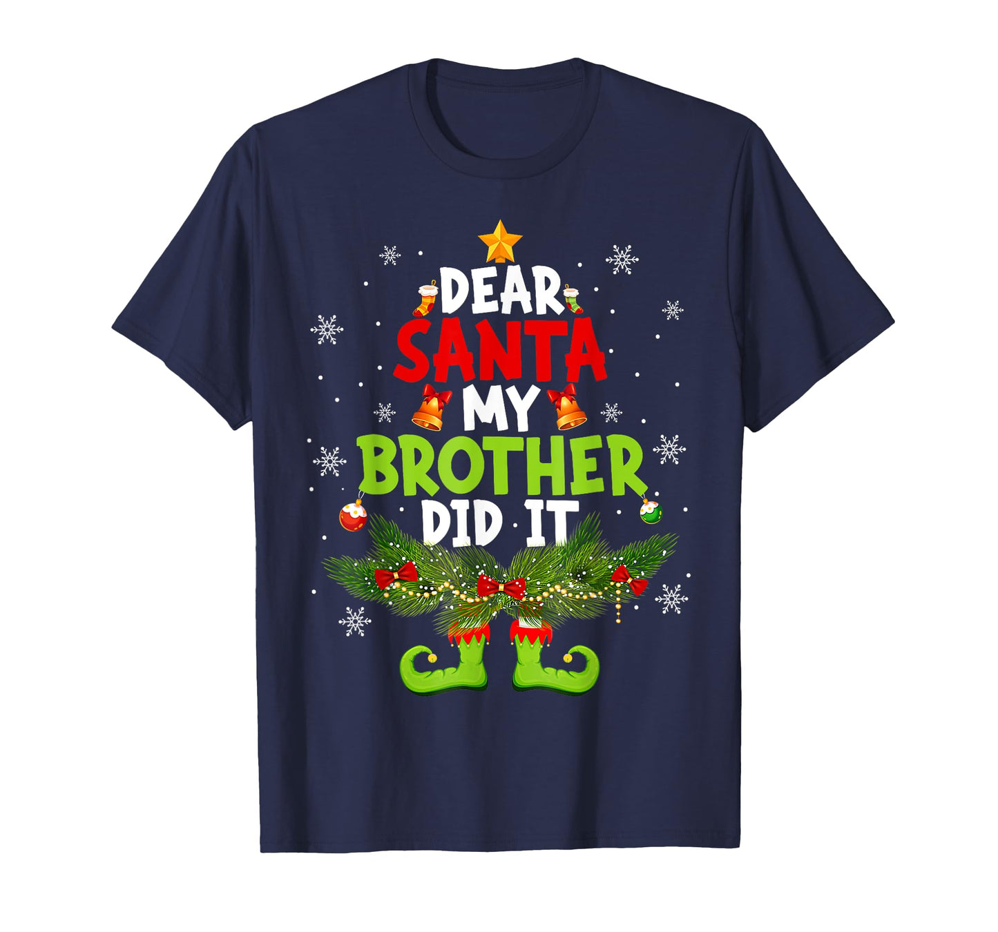 Dear Santa My Brother Did It ELF Matching Christmas Kids T-Shirt