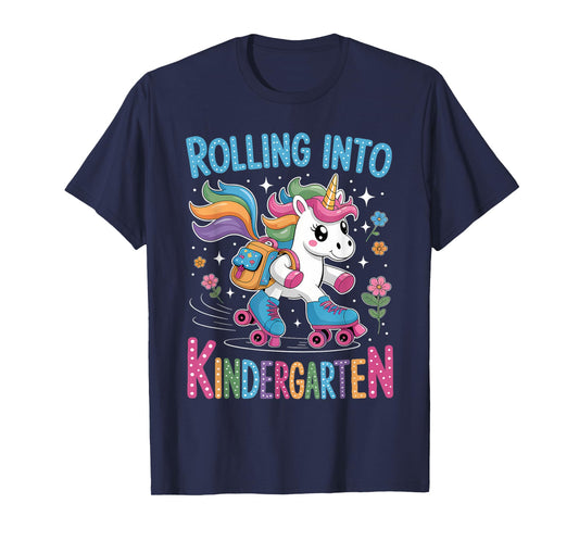Rolling Into Kindergarten Skate Unicorn Back to School Girls T-Shirt