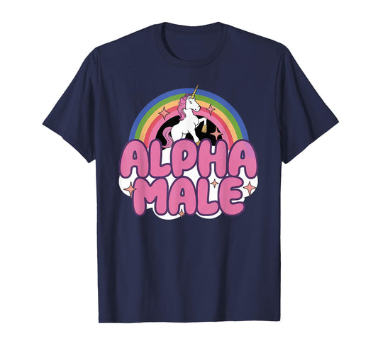 Alpha Male Rainbow Unicorn Funny Oddly Specific Dank Meme T-Shirt