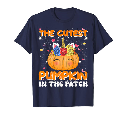 The Cutest Pumpkin In The Patch Unicorn Pumpkin Halloween T-Shirt