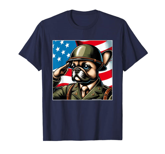 4th Of July US Flag Salute French Bulldog T-Shirt for Women Men