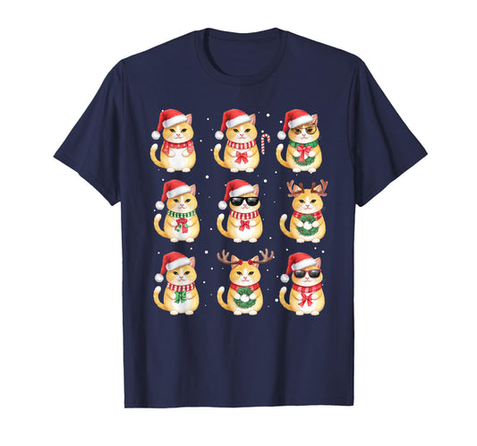 Cat Christmas Lights Funny Cats Lover Animal Pajama T-Shirt
