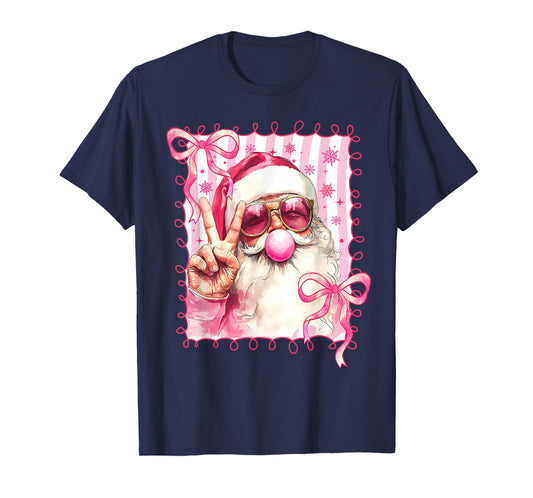 Santa Claus Sunglasses Coquette Bow Christmas Xmas Holiday T-Shirt