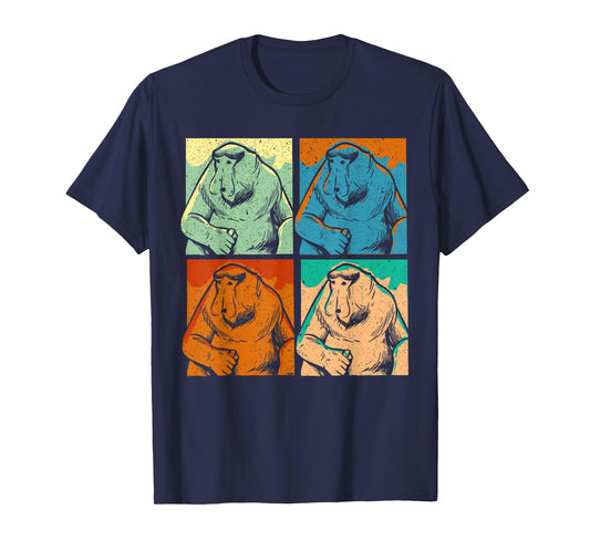 Retro Proboscis Monkey Ape Wildlife Zookeeper T-Shirt