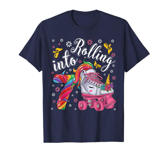 Roller Girl 7 year old Unicorn Rolling skate 7th birthday T-Shirt