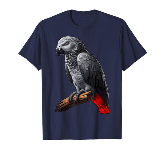 African Grey Parrot T-Shirt, Small, Black