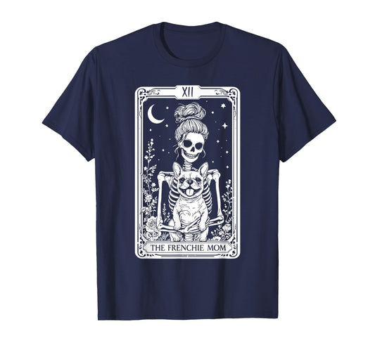 French Bulldog Tarot Card Halloween Spooky Skeleton Dog Mom T-Shirt