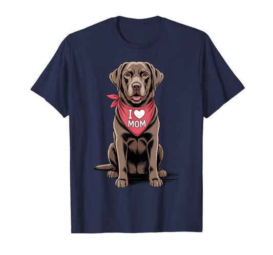 I Love Mom Chocolate Labrador Retriever Dog Mother's Day T-Shirt