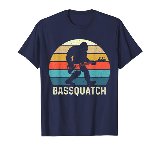 Bassquatch! Funny Bigfoot Guitar Outdoor Retro T-Shirt, Small, Black