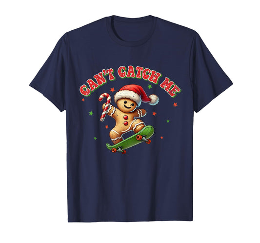 Can't Catch Me Retro Christmas Gingerbread Boy Xmas Kids T-Shirt