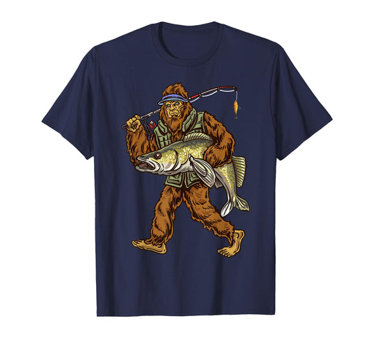 Walleye Fishing Sauger Hunting Bigfoot Fishermen T-Shirt