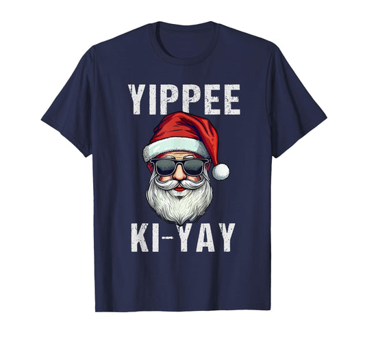 Funny Christmas Sweater Yippee-Ki-Yay Xmas T-Shirt, Unisex-Adults, Unisex-Kids, Black, Small, Short Sleeve, T-Shirt, Christmas, Funny Christmas Tees