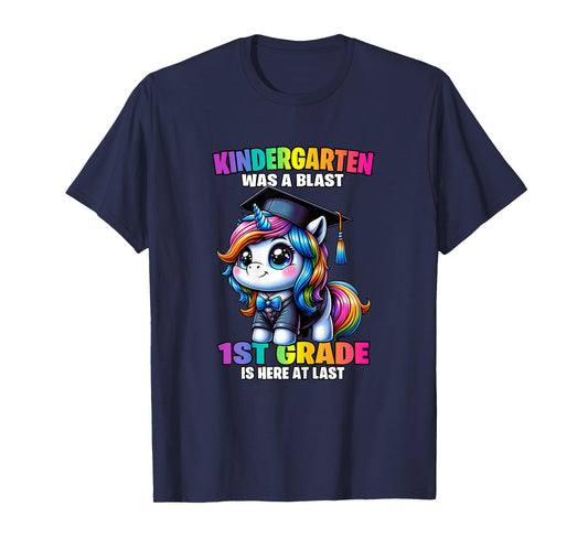 Graduation Kindergarten Was a Blast Unicorn Girls Grad T-Shirt