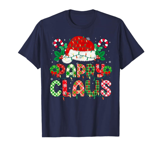 Pappy Claus Christmas Lights Pajama Family Matching Grandpa T-Shirt