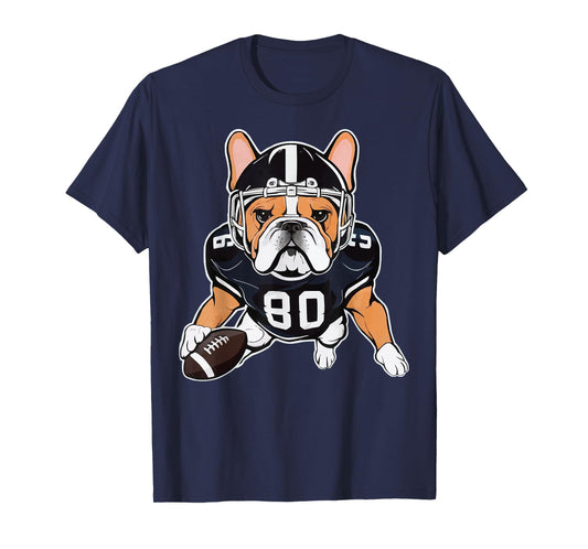 Funny Dog Lover French Bulldog American Football Player T-Shirt