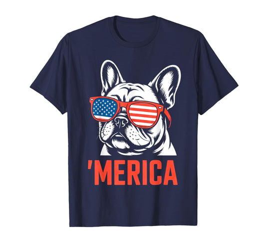 Merica French Bulldog American Flag 4th of July Frenchie T-Shirt