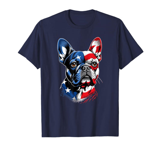 Cute French Bulldog Funny Dog USA American Flag 4th Of July T-Shirt