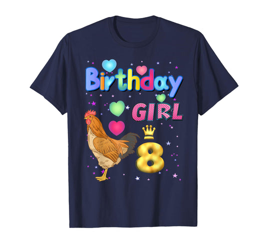 Kids 8Years Old Chicken Its my 8th birthday Girl Chicken T-Shirt
