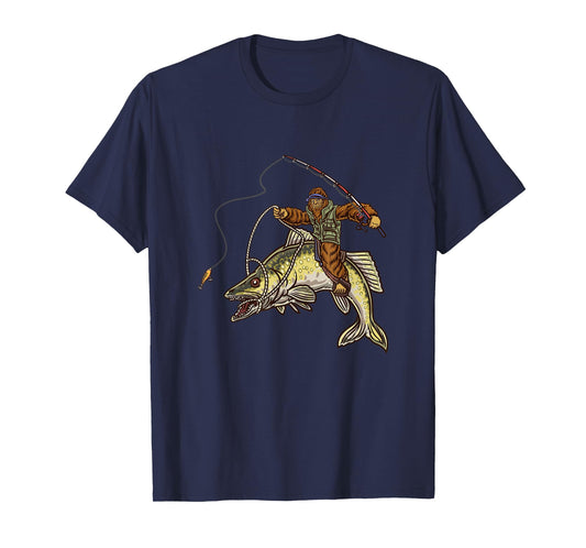 Walleye Fishing Sauger Hunting Bigfoot Fishermen T-Shirt