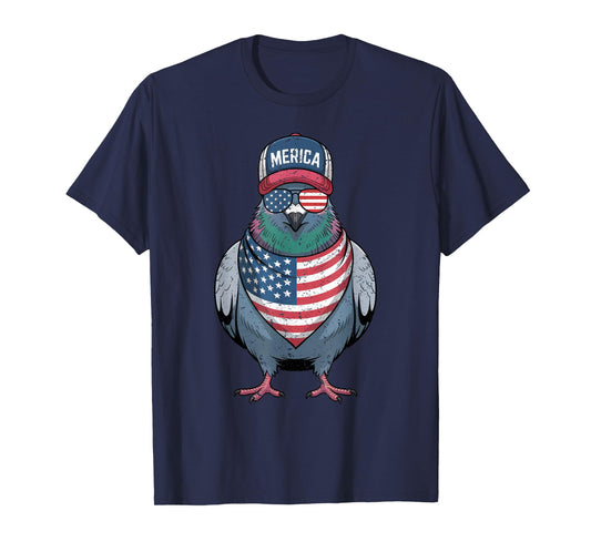 Pigeon 4th of July US American Flag Patriotic Bird T-Shirt